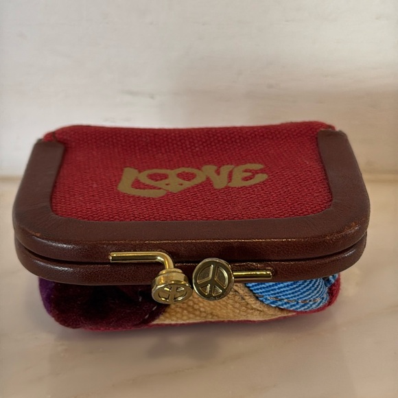 Lucky Brand Handbags - Vintage Lucky Brand Kiss Lock Patchwork Boho Peace & Love Change Purse or Wallet